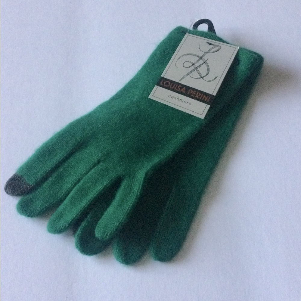 LOUISA PERINI WOMENS CASHMERE GLOVES GREEN OS NWT